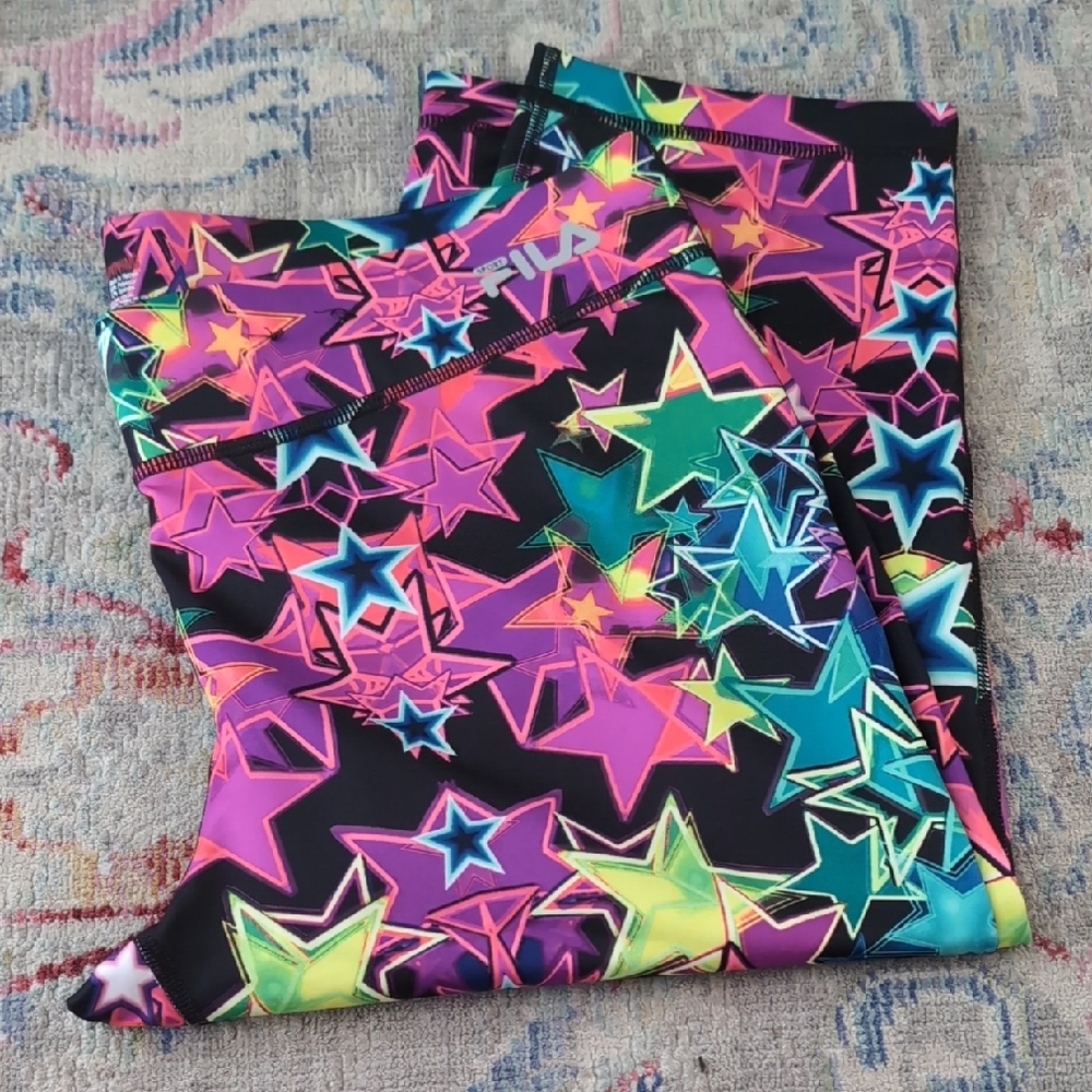 EUC Fila Multicolor Star Leggings - capri size large